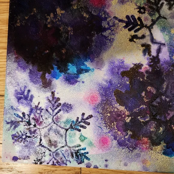 HANDCRAFTED Abstract Snowflake Colorful Painting HANDPAINTED Artwork Wall Decor